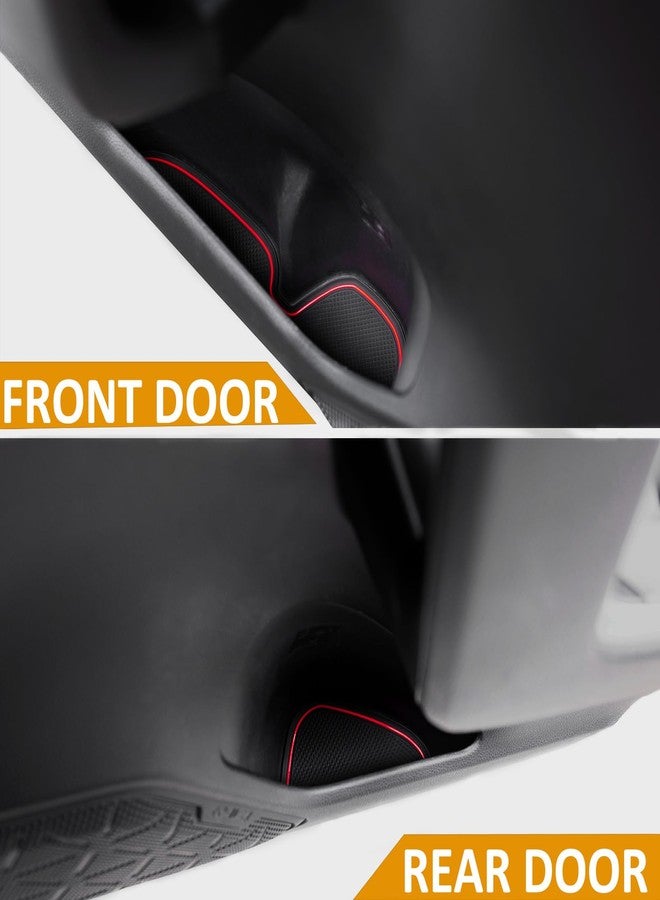 TOPINSTALL Accessorize Interior Liners Compatible with 2019-2024 2025 Toyota RAV 4/2021-2025 RAV4 Prime, Anti Dust Cup Holder Insert, Premium Center Console Rubber Mat, Door Pocket Pad- 16PCS Red Trim - Image 4